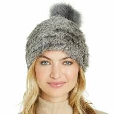 Marcus Adler New York Rabbit Fur Pom Hat, Gray