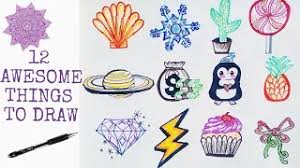 ~ a seashell, a snowflake, a cactus, a lollipop, a planet, money, a penguin, a. How To Draw Twelve Random Cool Things Easy Step By Step Tutorial On Creative Doodles Ignite Art Youtube