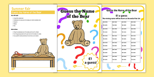 Baby pool calendar template markdavison me. Name The Bear Template Summer Fair Fundraising Twinkl