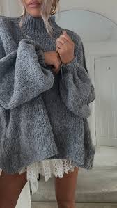 Oversized Knit Jumper - Dark Grey