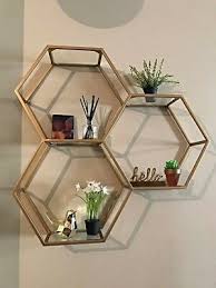 Maybe you would like to learn more about one of these? 3 Honeycomb Hexagon Wall Shelf 5 Surface Display Matte Gold Finish Metal Glass Ebay Hexagon Wall Shelf Gold Wall Art Bedroom Hexagon Shelf Decor