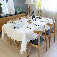 Amazon Com Nekka Rectangle Tablecloth Decorative Solid Color Oblong Table Cover Cotton Linen Tassel Desk Cover For Ki In 2020 Dining Table Top Table Top Decor Table