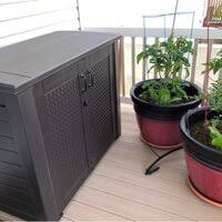 Store and protect sports equipment, landscaping tools and bikes. Rubbermaid Commercial Products 123 Gallons Gallon Water Resistant Plastic Lockable Cabinet Deck Box In Chocolate Reviews Wayfair