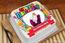Colorful animated birthday cake for kids with name editor. Amazing Happy Birthday Cake With Name And Photo Frame Edit