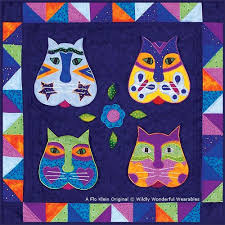 Bird Of Prey That Feeds On Fish 6 Letters Gatos Colorful Spanish Kitties A Flo Klein Original Design Animal Quilts Cat Quilt Art Quilts