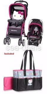 Baby Stroller Travel System Hello Kitty Infant Car Seat Pushchair W Diaper Bag Baby Strollers Travel System Baby Strollers Baby Car Seats