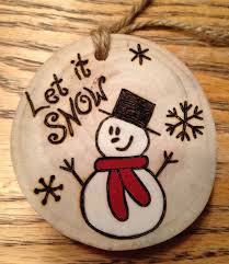 Rustic Let It Snow Hand Painted Wood Burned Christmas Ornament Natural Wood Christmas Ornaments Wood Christmas Ornaments Christmas Crafts