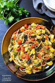 For the easiest way to make these noodles, i recommend this spiralizer. Zucchini Tomato Pasta Amanda S Cookin Pasta