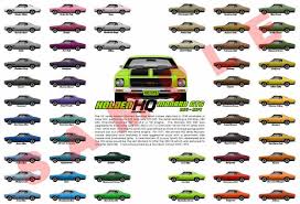 Holden Hq Monaro Customised Print 1971 To 1974 Colour Chart