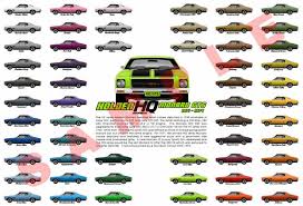 holden hq monaro customised print 1971 to 1974 colour chart