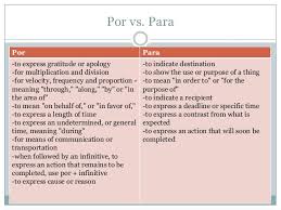 por vs para lessons tes teach