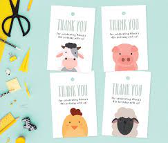 Barnyard Thank You Tags Farm Animal Thank You Label Thank You Tags Birthday Thank You Tags P Farm Animal Birthday Animal Birthday Invitation Animal Birthday