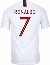 Player name , player number, and logo on collar are heat pressed rubberized material. 2018 19 Nike Cristiano Ronaldo Portugal Away Jersey Soccerpro