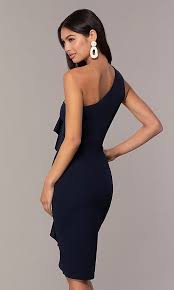 Simply Navy Blue One Shoulder Wedding Guest Dress Dresses Blue Wedding Guest Dresses Tight Blue Dress