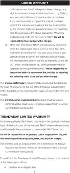 Summary Of Limited Warranty Coverage By Tread Design Pdf