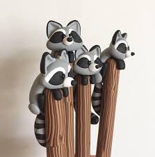 Polymer Clay Raccoon Ballpoint Pen Polymer Clay Pens Clay Pen Polymer Clay Animals