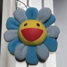 Takashi murakami celebrates texas exhibit with new 'flower' cushions: Takashi Murakami Flower Plush Pin Blue Yellow Exhibit A