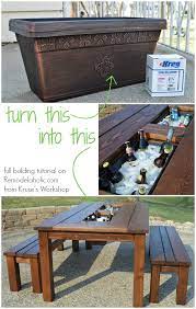 Turn A Basic Planter Box Into A Drink Cooler Built In To A Patio Table Full Building Tutorial Included Remodela Diy Patio Table Diy Outdoor Table Diy Patio