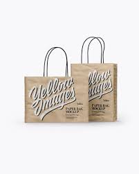 Two Kraft Paper Bags Mockup Half Side View In Bag Sack Mockups On Yellow Images Object Mockups Bag Mockup Free Psd Mockups Templates Mockup Free Psd