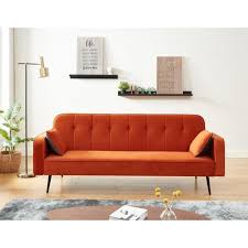 Certains salons, ceux en longueur, présentent des contraintes à considérer pour leur aménagement. Davenport Canape Droit Convertible Sweety 3 Places Velours Orange Cdiscount Maison