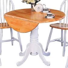 Bowery Hill Round Drop Leaf Dining Table In Natural Brown And White Walmart Com Drop Leaf Table Country Dining Tables Table For Small Space