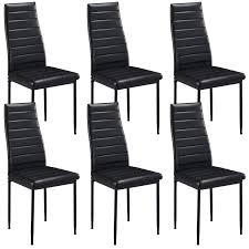 Sit up when enjoying a magazine or a good book and lay down when you want to rest your eyes or take a nap. Yaheetech Dining Chairs Modern Faux Leather Dining Room Chairs High Back Fashionable Metal Legs Home Kitchen Dining Chairs Pack Of 6 Black Buy Online In Bahamas At Bahamas Desertcart Com Productid 217591944