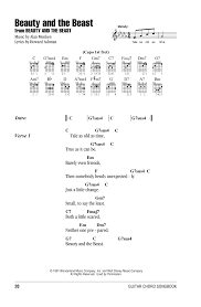 Beauty And The Beast Guitar Chords Lyrics Print Sheet Music Now