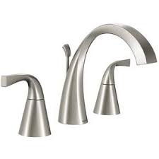 Featuring moen's exclusive spot resist brushed nickel finish, this faucet resists fingerprints and water spots to maintain the fixture's brilliance while minimize cleaning time. Shop Moen Oxby Spot Resist Brushed Nickel 2 Handle Widespread Watersense Bathroom S Bathroom Sink Faucets High Arc Bathroom Faucet Bathroom Sink Faucets Bronze