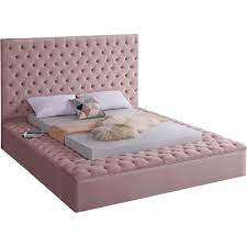 Versatile quilts feature subtle patterns that complement any bedroom. Meridian Furniture Bliss Solid Wood Tufted Velvet King Bed In Pink Walmart Com Walmart Com
