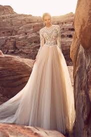 Buy 2018 Scoop A Line Tulle Wedding Dresses With Applique And Sash Sweep Train Xb3d89 Wedding Dresses Blush Peach Blush Wedding Dress Wedding Dress Long Sleeve