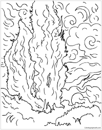 Free printable vincent van gogh resources for kids. Cypresses By Vincent Van Gogh Coloring Pages Arts Culture Coloring Pages Coloring Pages For Kids And Adults