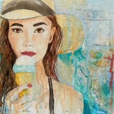 Bite-Sized Escapes by Andrea Moser 🟡 Two playful squares full of colour,  texture, and warmth — Andrea Moser's “Summer in the City” and “Holiday  Flavours” each capture a different kind of joy.