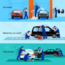Yandex.maps shows business hours, photos and panorama views, plus directions to get there on public transport, walking carwash in nearby and open right now. Free Vector Full Service Car Wash With Attendants Team Cleaning Vehicle 3 Flat Banners Abstract Vector Isolated