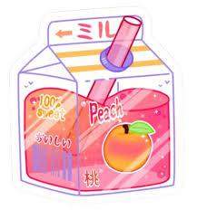 Dot grid notebook of box milk and kawaii smiling peaches on the carton. Peach Milk Discord Emoji