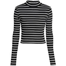 Black And White Striped Shirt Turtleneck H M Short Polo Neck Top Black Long Sleeve Shirt Long Sleeve Cotton Tops Turtleneck Long Sleeve Top