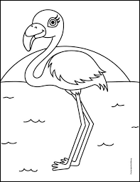 Long legs, flexible neck in the form of a question mark and a large beak for fishing. How To Draw A Flamingo Art Projects For Kids