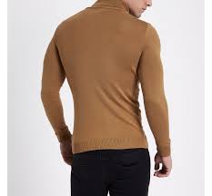 From a variety of styles, colours, in merino and lamb wool. Mens River Island Camel Slim Fit Roll Neck Jumper By River Island Thread