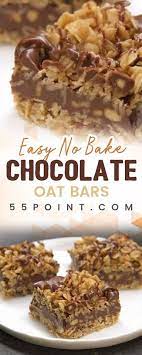Easy No Bake Chocolate Oat Bars Baking Cookie Recipes Desserts