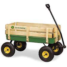 39 x 19 x 18 inches). Green Wagon With Side Wood Stakes Ride Ons Wagons Toy Vehicles Toys John Deere Products Johndeerestore