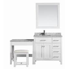 Introducing james martin s trendy new 2018 bathroom vanity collection. Design Element London 36 In W X 22 In D Vanity In White With Marble Vanity Top In Carrara White Mirror And Makeup Table Dec076d W Mut W The Home Depot