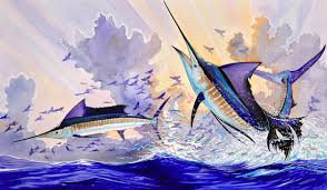 Guy interviewed the subject determined that they had found the ring and had collected it for safe keeping. Guy Harvey Ø¹Ù„Ù‰ ØªÙˆÙŠØªØ± Double Header This Watercolor Original Features Two Sailfish Leaping Through The Air Chasing Schools Of Flying Fish And Measures 41 X 29 Framed Guyharveyart Original Artwork For More