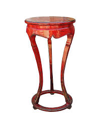 Décor therapy black pedestal table simplify pedestal accent table. Chinese Distressed Red Tall Round Plant Stand Pedestal Table Chairish