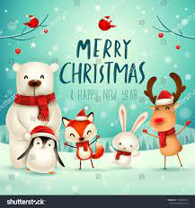 Merry Christmas And Happy New Year Christmas Cute Animals Character Happy Christmas Compani Merry Christmas And Happy New Year Fox Christmas Christmas Wishes