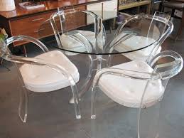 Metro Modern Lucite Glass Table Four Lucite Chairs Acrylic Furniture Acrylic Dining Chairs Lucite Furniture