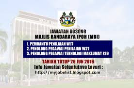 Get paid to share your links! Jawatan Kosong Majlis Bandaraya Ipoh Mbi 26 Jun 2016