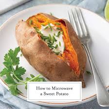 A sweet potato only holds about 172 calories and no fat so it is a nice alternative to have. How To Microwave A Sweet Potato Baked Sweet Potatoes Video
