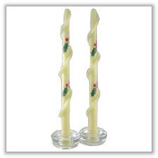 Holly Spiral Beeswax Taper Candles 7 8 X 12 Pair Holiday And Christmas Tapers Crafted Candles