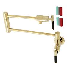 Wall mounted pot filler faucet in luxurious polished chrome finish. Historic Houseparts Inc Kitchen Faucets Kaiser Wall Mount Pot Filler Faucet Polished Brass
