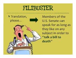 The obstructing or delaying of legislative action, especially by prolonged speechmaking. Filibuster Meaning