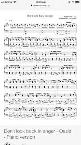 Don T Look Back In Anger Oasis Piano Version Sheet Music For Piano Download Free In Pdf Or Midi In 2021 Look Back In Anger Piano Piano Music